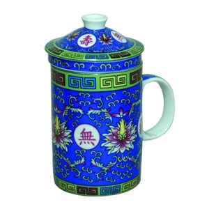 Tea Cup w/Strainer - Traditional - Blue
