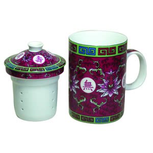 Tea Cup w/Strainer - Traditional - Fuchsia