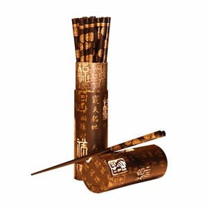 Wood Chopsticks in Tube - 10 Pairs - Black/Black Tube