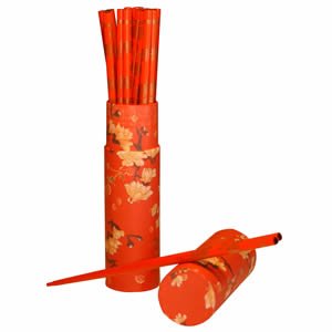 Wood Chopsticks in Tube - 10 Pairs - Red/Red Tube