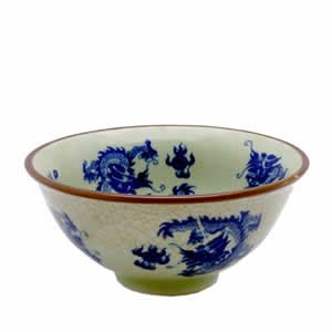 Rice Bowl - Dragons - Ceramic - 6 inch