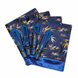 Silk Table Linen Set OF 4 - Blue Bamboo