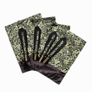 Silk Table Linen Set OF 4 - Black Dragon