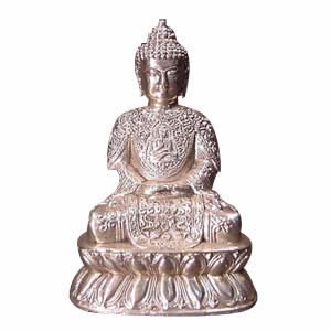 Buddha - Silver (Brass) Ornate - 5 inch