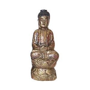 Meditating Buddha on Lotus - Camphor Wood -12.6 inch