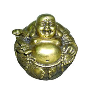 Sitting Laughing Hotai Buddha - Brass - 2 Inches