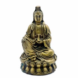 Kwan Yin Figurine - Brass - 4 Inch