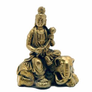 Kwan Yin on Elephant - Brass - 2.5 inch