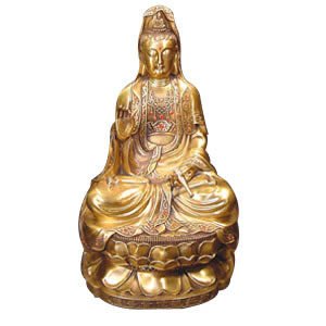 Sitting Kwan Yin Sculpture - Brass - 20 inch