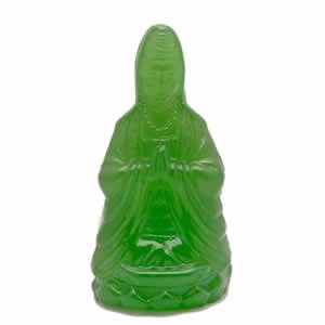 Kwan Yin Figurine - Green Glass - 4 inch