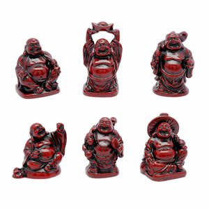 Buddha Set - Red Resin - 2 inch