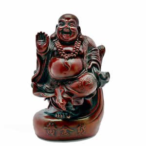 Blessing Buddha - Red Resin - 5.5 inch