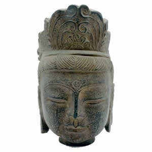 Stone Kwan Yin Head - 9 inch