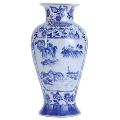 Chinese Blue and White Willow Vase - 12 inch