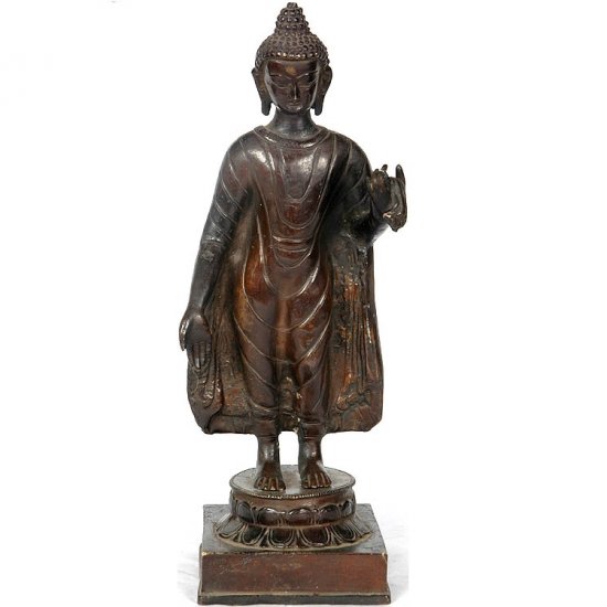 Standing Buddha Sculpture - Copper