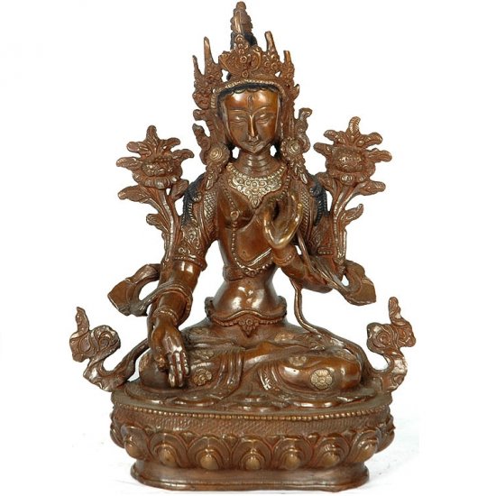 Goddess White Tara Sculpture - Copper