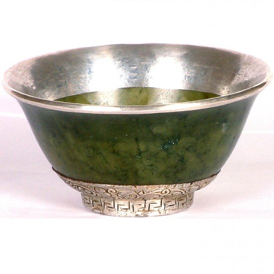 Jade Ritual Bowl Engraved Flower Motifs