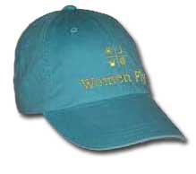 Women Fly Hat: Caribbean Blue Hat/Yellow Embroidery
