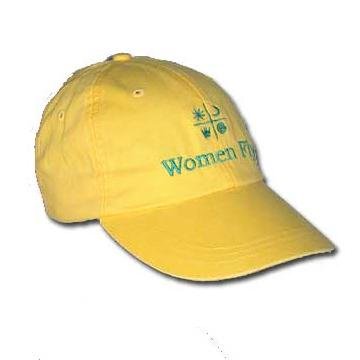 Women Fly Hat: Yellow Hat/Teal Embroidery