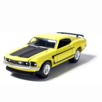 1969 Mustang Boss 302 Grabber Yellow 1/64 Car Muscle Car Garage Series