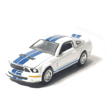 2007 Shelby GT 500 White w/Blue Stripes 1/64 Mustang Muscle Car Garage Series By GreenLight