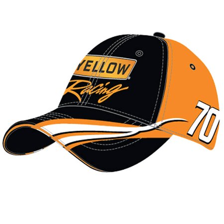 #70 Johnny Sauter Yellow Racing Brim Flame Hat Checkered Flag Sports