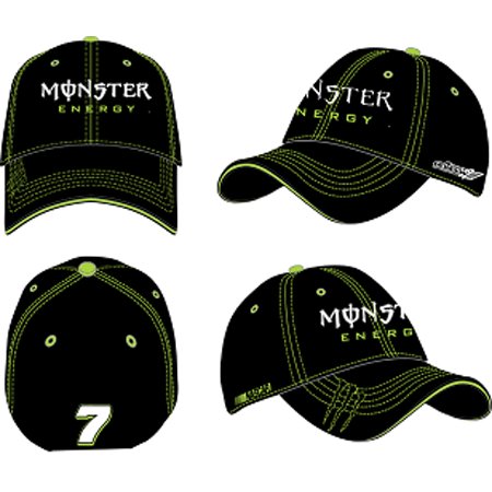 #7 Robby Gordon Black Monster Energy Flex Fit Hat Checkered Flag Sports