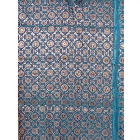 Banarasi Turquoise Floral Brocade Woven by Hand