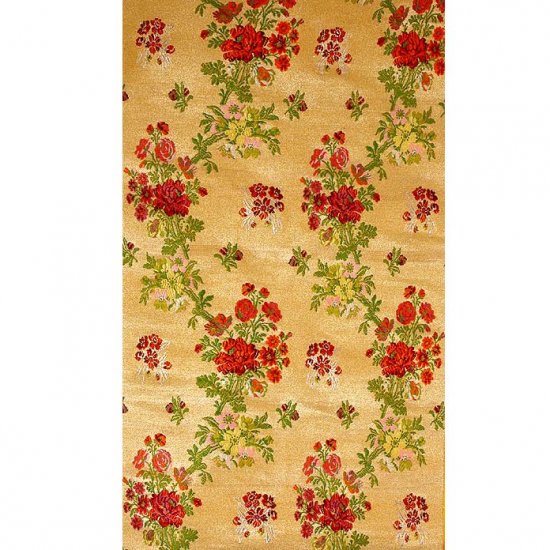 Flax-Yellow Background Hand-woven Floral Brocade