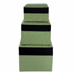 Set of 3 Nested Silk Box - Sage Green