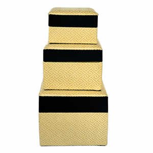 Set of 3 Nested Silk Box - Gold