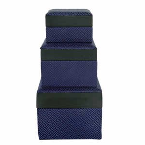 Set of 3 Nested Silk Box - Blue