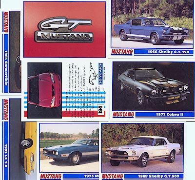 FORD FORDS MUSTANG MUSTANGS BOSS COBRA SHELBY MACH GT SVO COLLECTOR CAR CARS CARDS SET