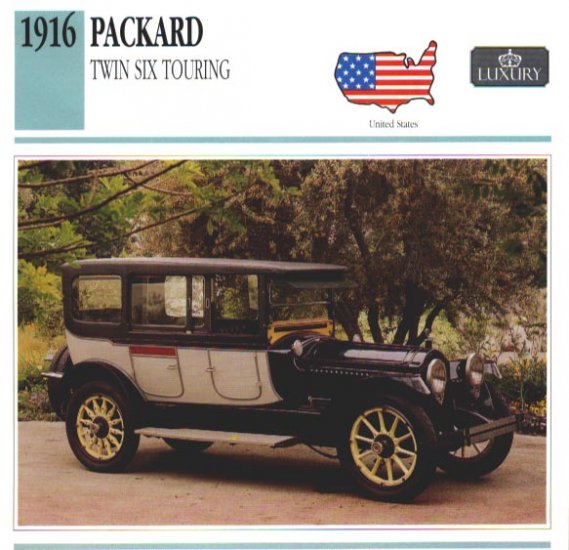 1916 16 PACKARD TWIN SIX TOURING COLLECTOR COLLECTIBLE INFO CARD NICE