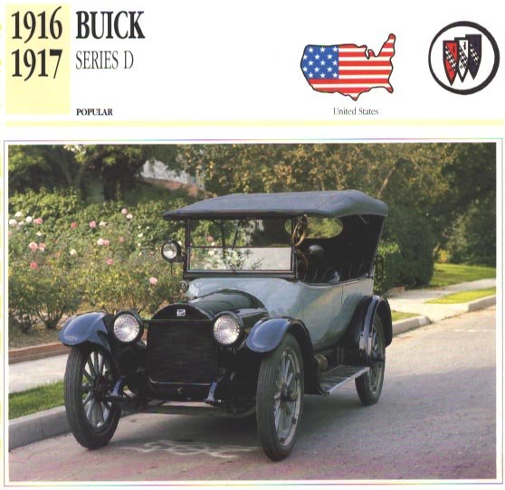 1916 16 BUICK D-45 SERIES D TOURER COLLECTOR COLLECTIBLE INFO CAR CARD NICE