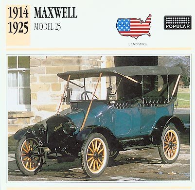 1914 15 16 17 18 19 20 21 22 23 24 1925 MAXWELL MODEL 25 COLLECTIBLE COLLECTOR INFO CARD