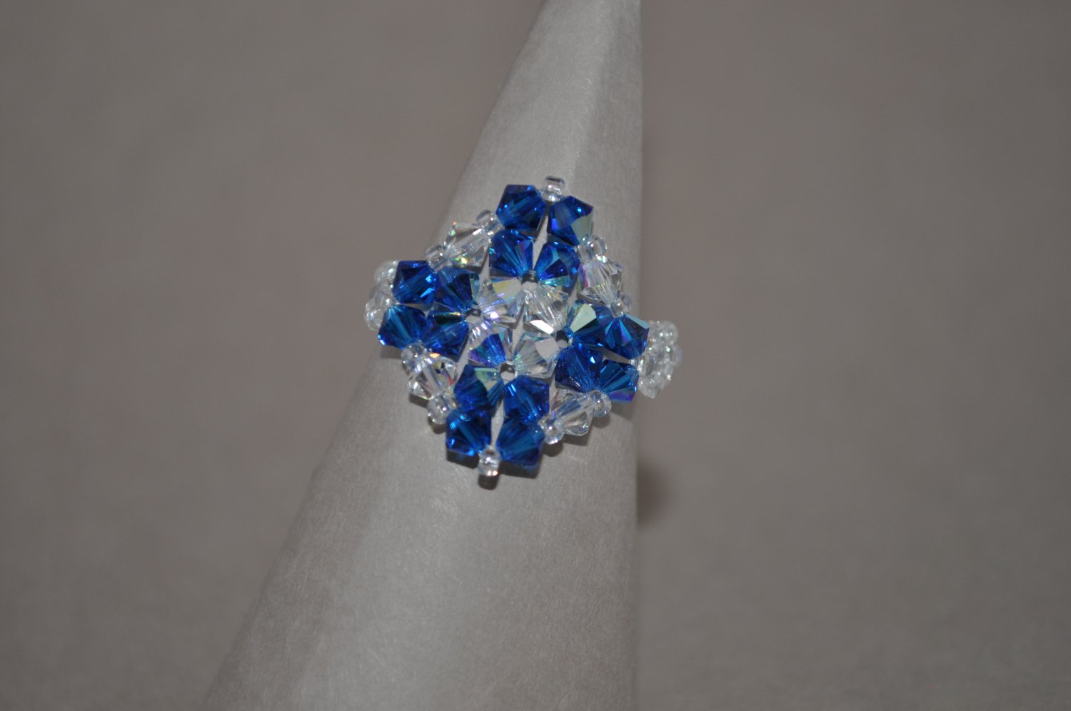 Crystal and Capri Blue Swarovski Ring