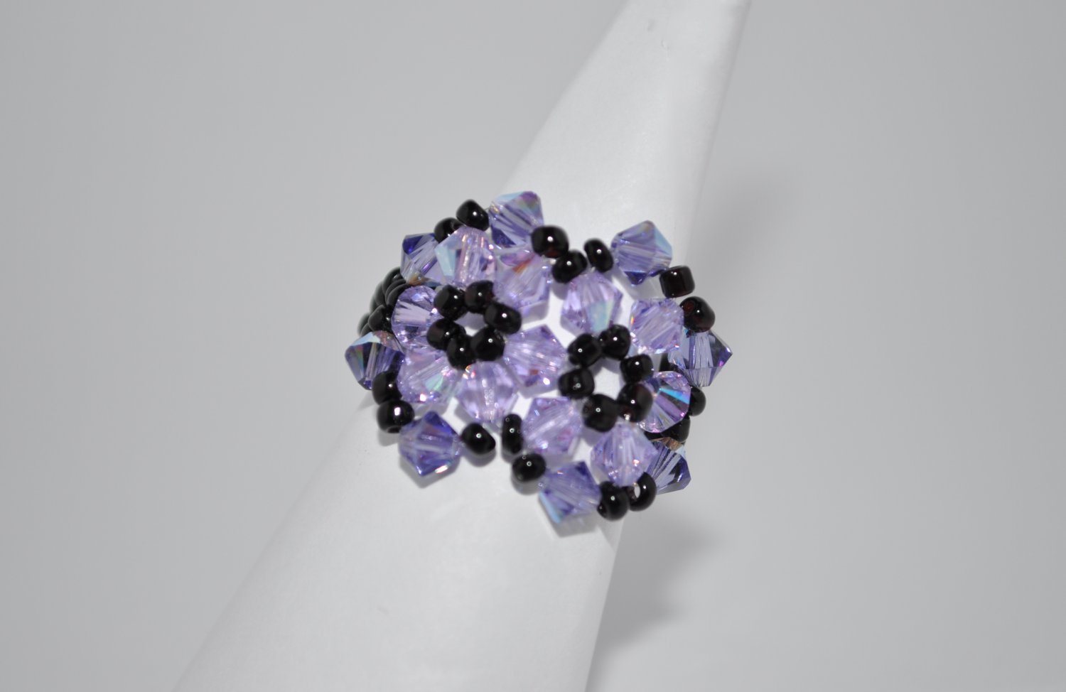 Violet and Black Swarovski Crystal Ring