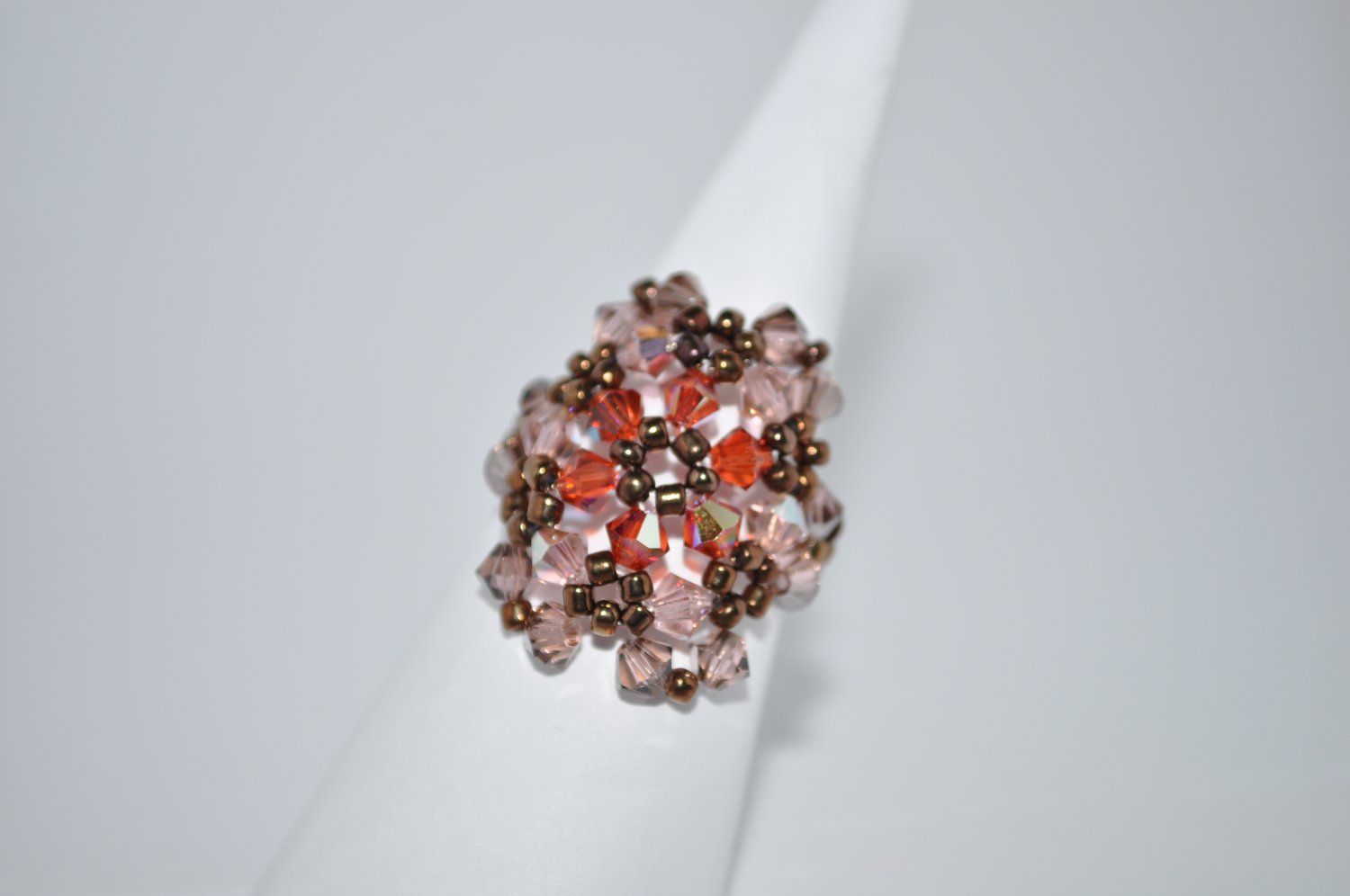 Indian Red and Vintage Rose Crystal Swarovski Ring