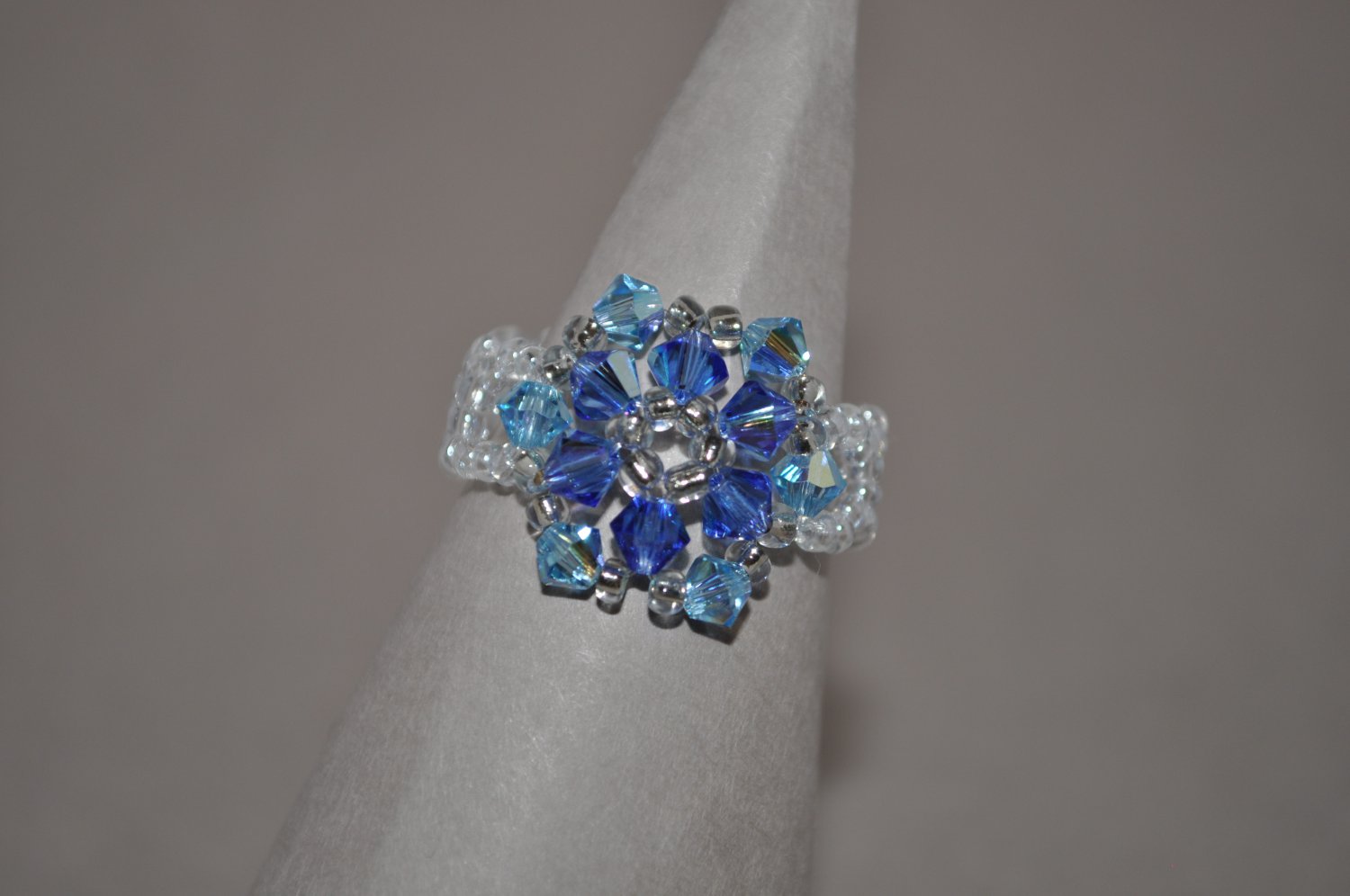 Aquamarine and Sapphire AB Swarovski Crystal Ring