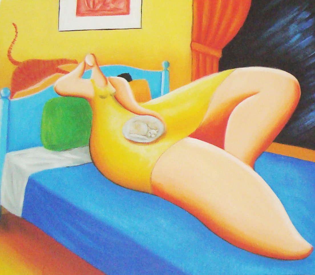 ORIGINAL MODERN Surrealism OIL PAINTING own REAL ART!