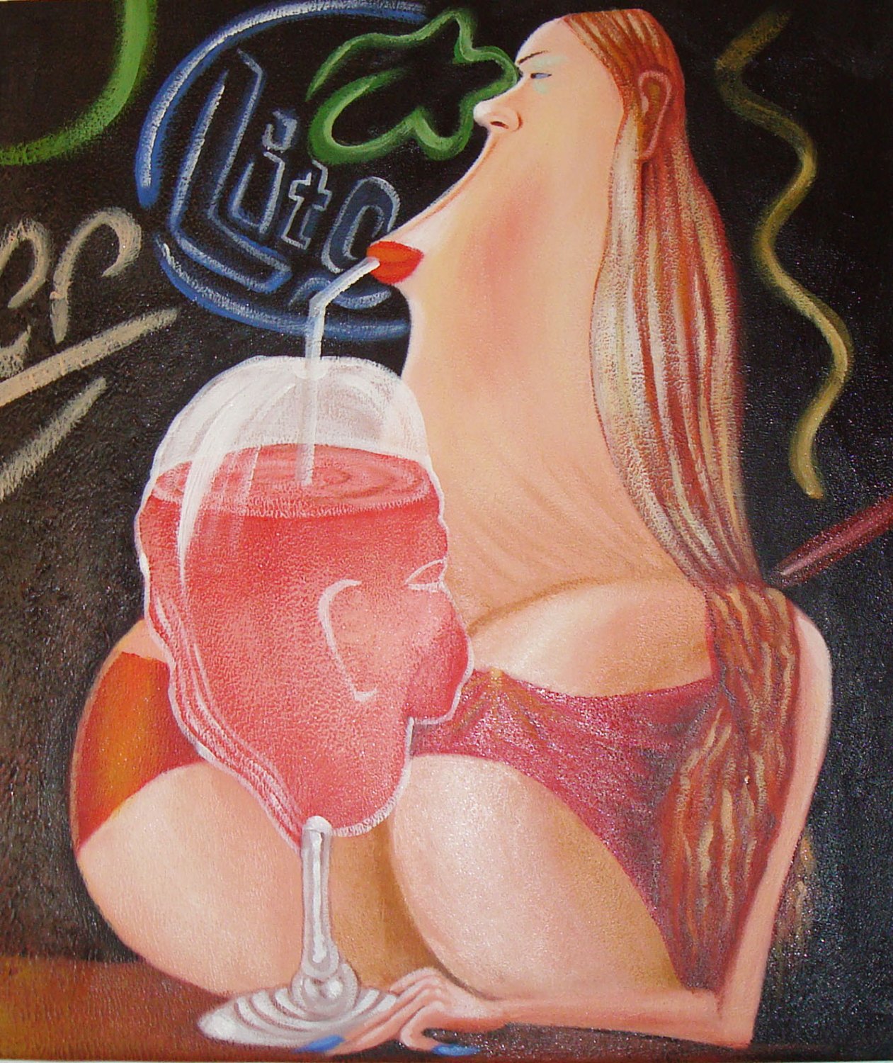 ORIGINAL MODERN Surrealism OIL PAINTING own REAL ART!