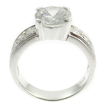 Silver With White CZ Engagement Ring (DRR1431)