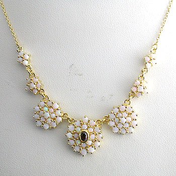 #205. 925 Silver with 14k Gold Plated Opal Necklace
