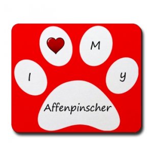 Red I Love My Affenpinscher Mouse Pad