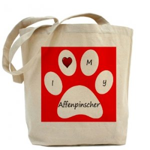Red I Love My Affenpinscher Tote Bag