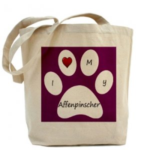 Purple I Love My Affenpinscher Tote Bag