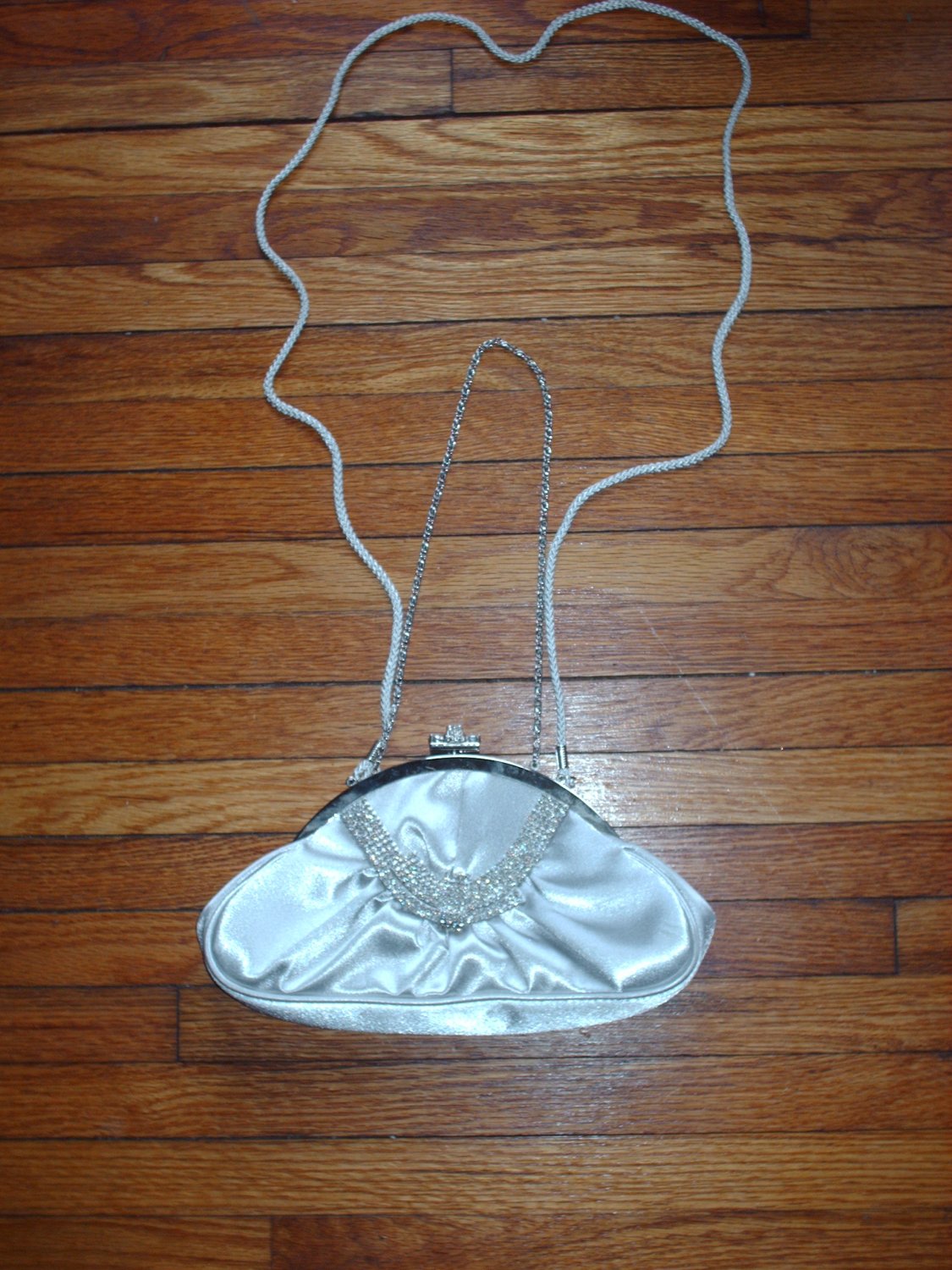 Silver Kate Landry Evening Clutch Rhinestone Bow