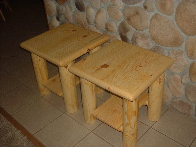 Two log style end tables