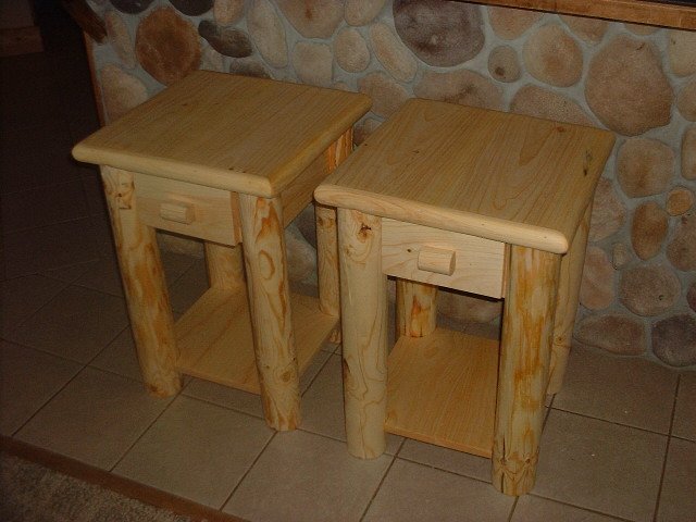 Two log style nightstands